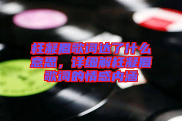 枉凝眉歌詞達了什么意思，詳細解枉凝眉歌詞的情感內涵