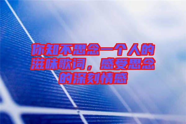 你知不思念一個人的滋味歌詞，感受思念的深刻情感