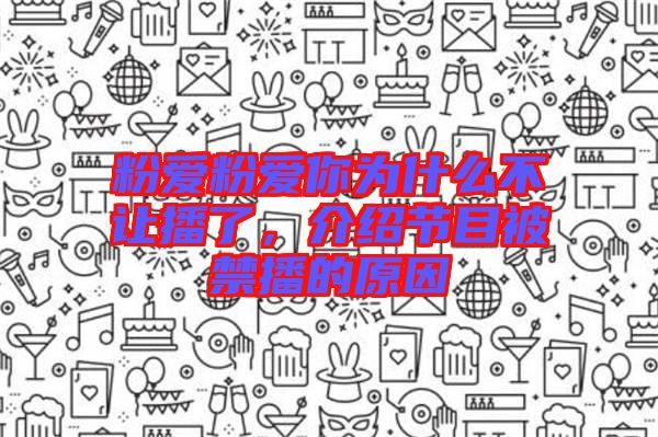 粉愛粉愛你為什么不讓播了，介紹節目被禁播的原因