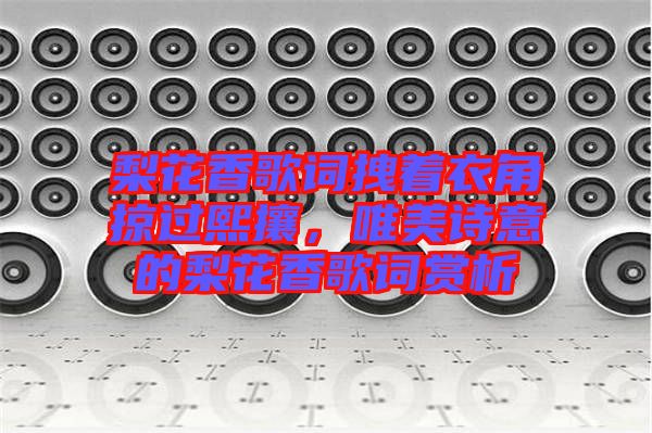 梨花香歌詞拽著衣角掠過熙攘，唯美詩意的梨花香歌詞賞析