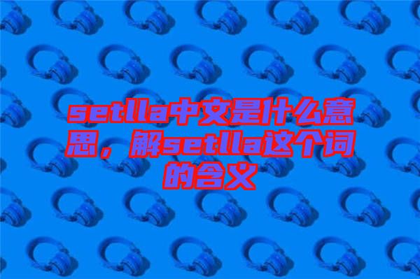 setlla中文是什么意思，解setlla這個詞的含義