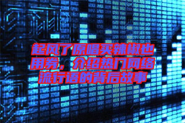 起風了原唱買辣椒也用券，介紹熱門網絡流行語的背后故事