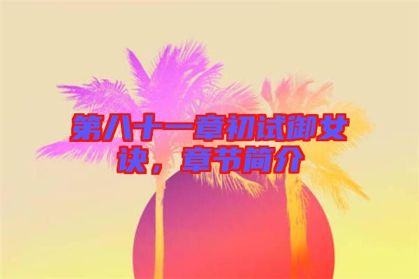 第八十一章初試御女訣，章節簡介