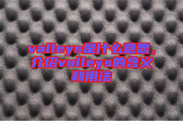 valleys是什么意思，介紹valleys的含義和用法
