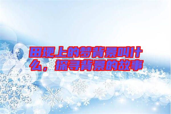 田埂上的夢背景叫什么，探尋背景的故事