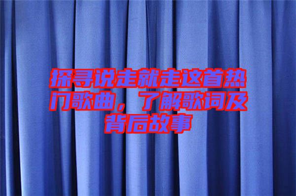 探尋說走就走這首熱門歌曲，了解歌詞及背后故事