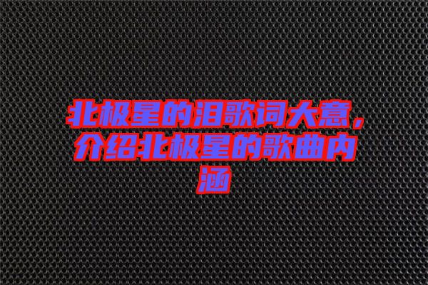 北極星的淚歌詞大意，介紹北極星的歌曲內涵