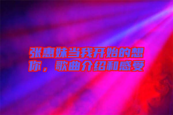 張惠妹當我開始的想你，歌曲介紹和感受