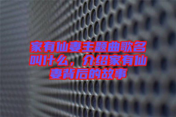 家有仙妻主題曲歌名叫什么，介紹家有仙妻背后的故事