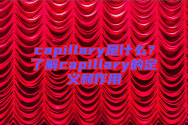 capillary是什么？了解capillary的定義和作用