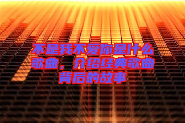 不是我不愛你是什么歌曲，介紹經典歌曲背后的故事