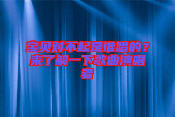 寶貝對不起是誰唱的？來了解一下歌曲演唱者