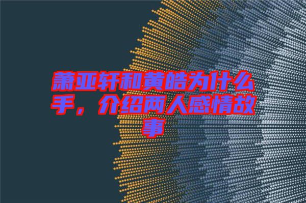 蕭亞軒和黃皓為什么手，介紹兩人感情故事