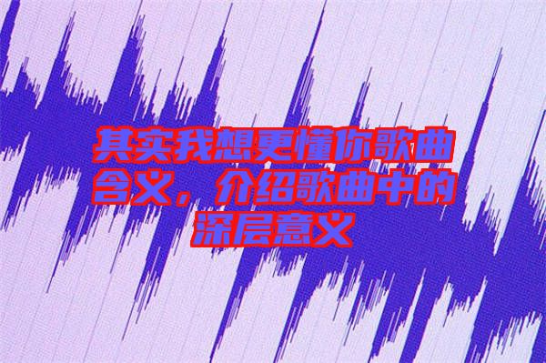 其實我想更懂你歌曲含義，介紹歌曲中的深層意義