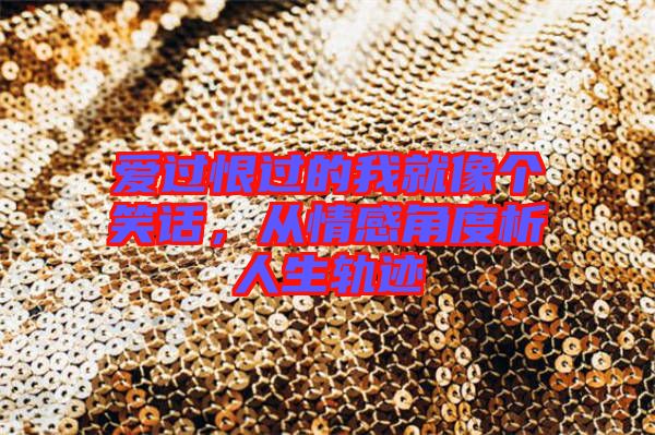 愛過恨過的我就像個笑話，從情感角度析人生軌跡