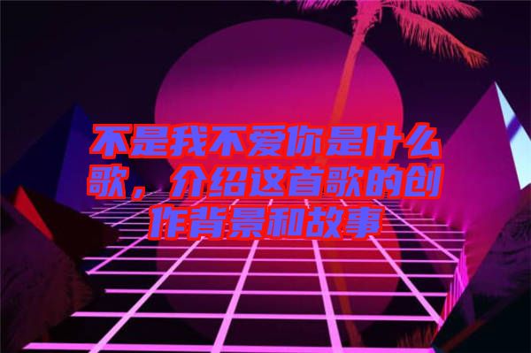 不是我不愛你是什么歌，介紹這首歌的創作背景和故事