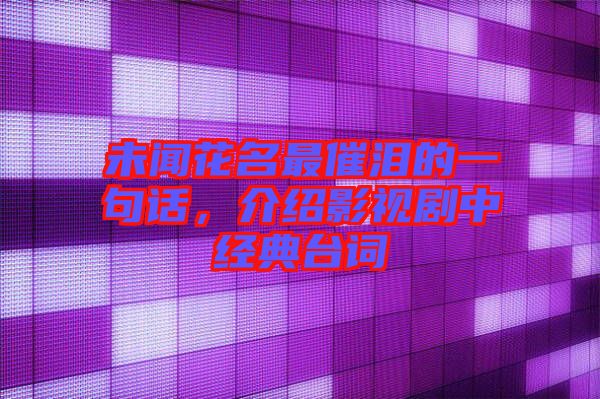 未聞花名最催淚的一句話，介紹影視劇中經典臺詞