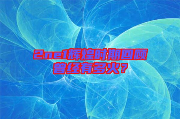 2ne1輝煌時期回顧曾經有多火？