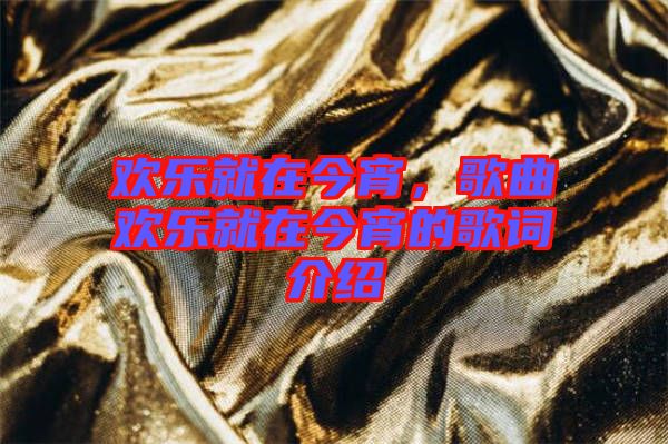 歡樂就在今宵，歌曲歡樂就在今宵的歌詞介紹
