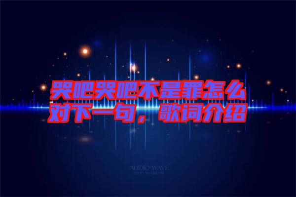 哭吧哭吧不是罪怎么對下一句，歌詞介紹