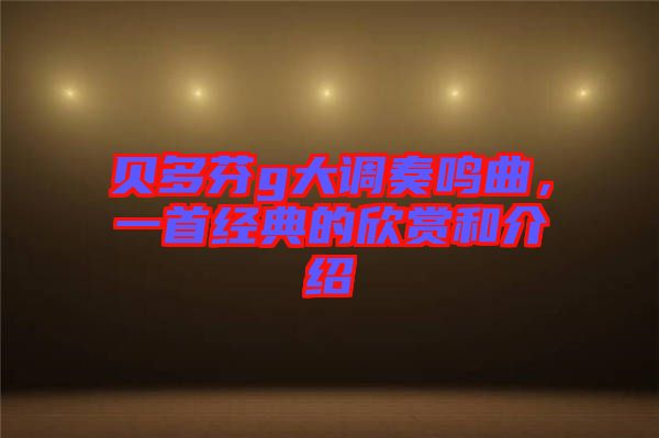 貝多芬g大調奏鳴曲，一首經(jīng)典的欣賞和介紹