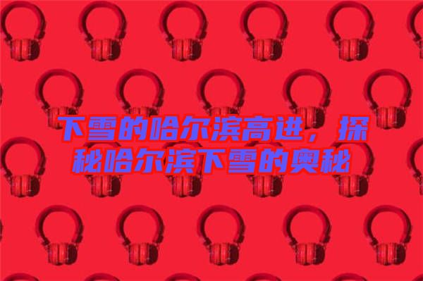 下雪的哈爾濱高進，探秘哈爾濱下雪的奧秘