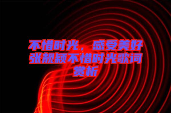 不惜時光，感受美好張靚穎不惜時光歌詞賞析