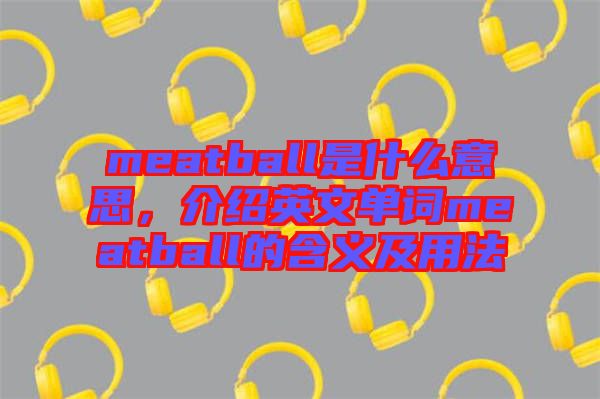 meatball是什么意思，介紹英文單詞meatball的含義及用法