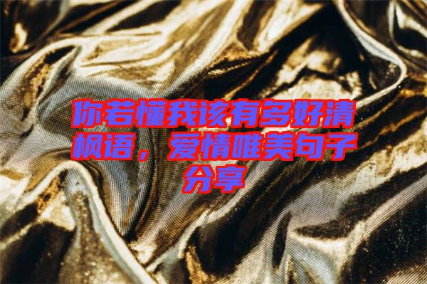 你若懂我該有多好清楓語，愛情唯美句子分享