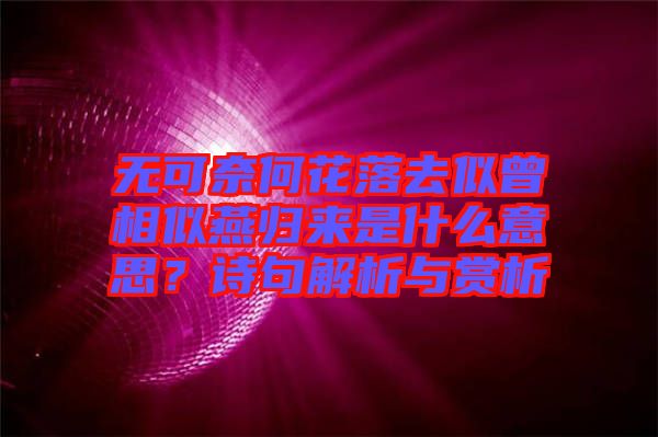 無可奈何花落去似曾相似燕歸來是什么意思？詩句解析與賞析