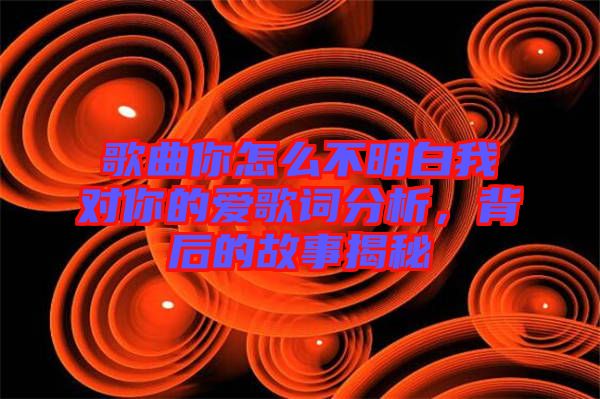 歌曲你怎么不明白我對(duì)你的愛歌詞分析，背后的故事揭秘