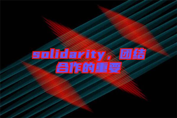 solidarity，團結合作的重要