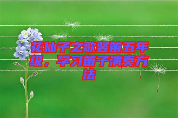 花仙子之歌豎笛五年級，學習笛子演奏方法