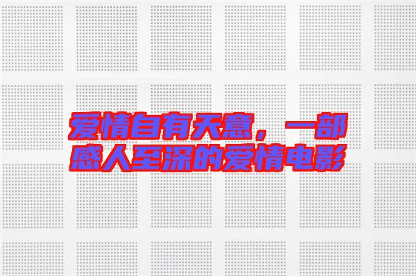 愛情自有天意，一部感人至深的愛情電影