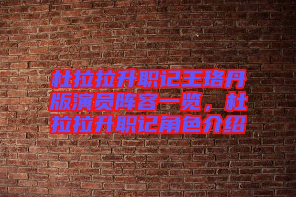 杜拉拉升職記王珞丹版演員陣容一覽，杜拉拉升職記角色介紹
