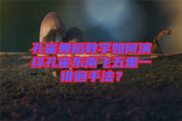 孔雀舞蹈教學如何演繹孔雀東南飛五里一徘徊手法？