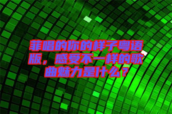 菲唱的你的樣子粵語版，感受不一樣的歌曲魅力是什么？