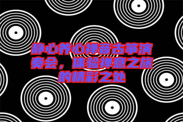 靜心養(yǎng)心禪音古箏演奏會(huì)，體驗(yàn)禪意之旅的精彩之處